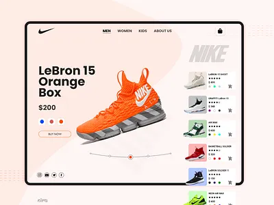 Sneaker Web design adobe xd dribbble ecommerce lebron nike nike air nike shoes shoe sneaker sports uidesign webdesign website