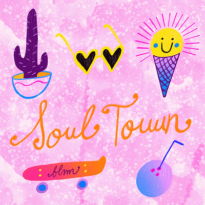 Soul Town animation black lives matter blm cactus calligraphy digital art digital illustration farben ice cream juneteenth lettering procreate skateboard southwest summer summer 2020 sun sun glasses textures town