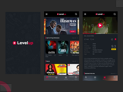 LevelUp app design application graphic player ui design ux design uxui