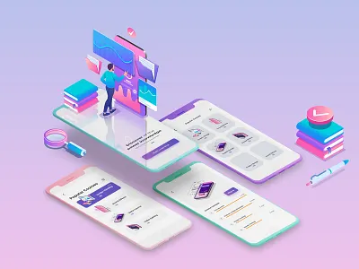 E-learning Application Ui Kit #2 application clean clear courses design e learning education flat illustration lesson list mockup online courses ui ui kit ux vector xd