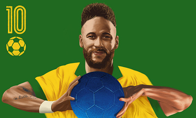 Neymar Jr anatomy artwork brasil brush drawing editorial editorial illustration football illustration photoshop portrait poster soccer sport