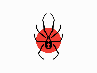 Black Widow with Keyhole Logo for Sale animal black widow branding design escape room geometric horror illustration insect key keyhole logo mark mistery sale vector