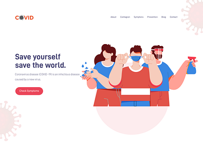 covid clean ui corona virus covid 19 dribbble illustration landing page ui