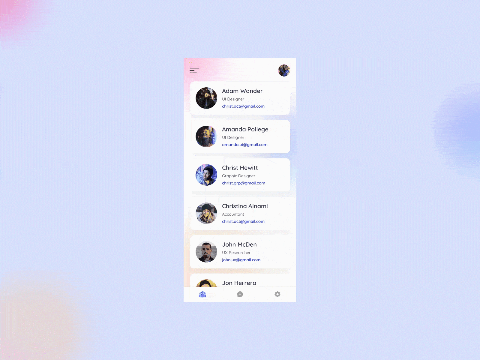 Rolodex Scrolling Animation animation application interaction mobile mobileappdesign scrolling ui uidesign