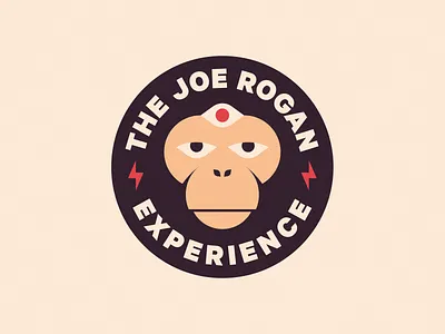 JRE logo redesign concept animal ape badge badge logo brand identity branding chimp eye joe rogan joe rogan experience jre lightning logo logo design logomark minimal monkey podcast typography