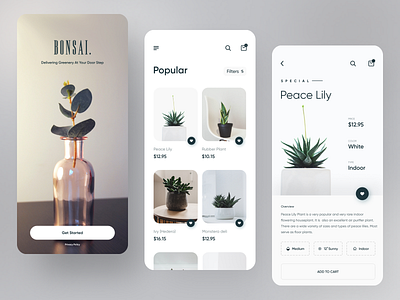 Buy plants online 🌱 app design branding buy plants clean design ecommerce green homepage ios minimal mobile plants product product info product list ui uiux userinterface