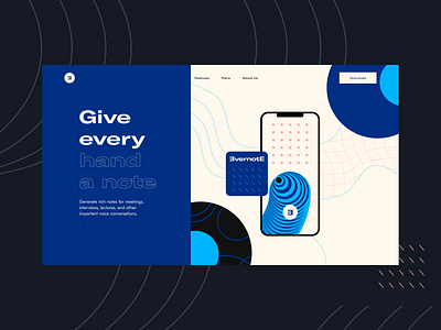 Voice Notes App Landing abstract app art branding concept flat design illustration interface minimal mobile app pattern ui vector visual identity voice notes