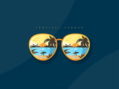 Tropical Summer adobe illustrator branding character design design of the day flat icon illustration illustrator logo minimal summer tropical ux vector