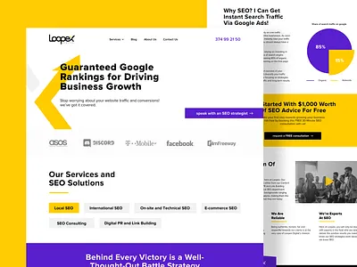 Loopex Digital SEO Agency agency branding homepage loop marketing purple seo ui web website yellow