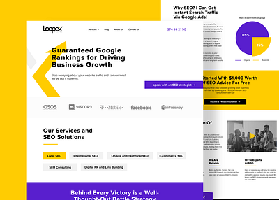 Loopex Digital SEO Agency agency branding homepage loop marketing purple seo ui web website yellow