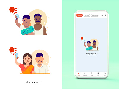 network error illustration 2d character app character design errors flat illustration illustration ux ui ui ux vector