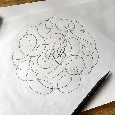 RB Monogram flourishes lettering logo