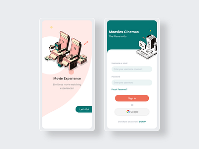 Login Screen app booking app cinema clean design green light theme login pvr splash ui ui ux ui design uidesign uiux ux