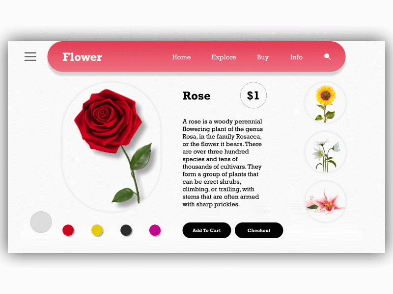 Single Product Animation adobe xd after effects animation daily ui flower rose ui ui design ux