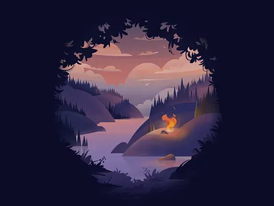 Meditation adventure art evening fire hills journey landscape light meditation mood nature outdoor outside relax river sky sunset texture trip vector