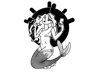 Mermaid art characterdesign illustration mermaid naval mine selfie vector