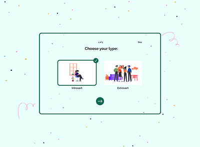 Select User Type/064 064 64 daily 100 challenge dailyui dailyuichallenge designoftheday extrovert illustrations introvert onboarding select user type selections survey type ui user