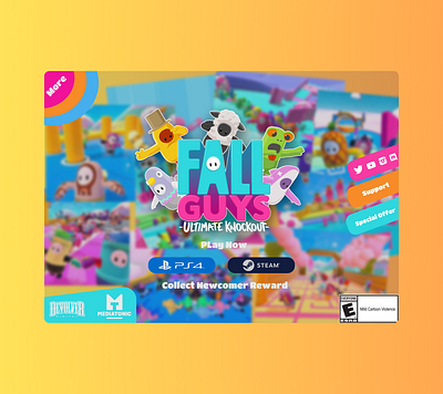 Fall Guys Landing Page colorful design fallguys game illustration landing page ps4 steam ui ux web