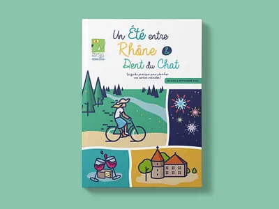 Cover Touristic Guide blue castle cover cover design cycle design fireworks flat illustration minimalist modern nature print print design vector velo