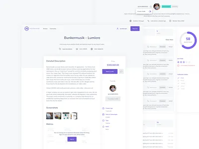 IndieMaker Project Page and Profile clean interface ui user profile web web design webapp website