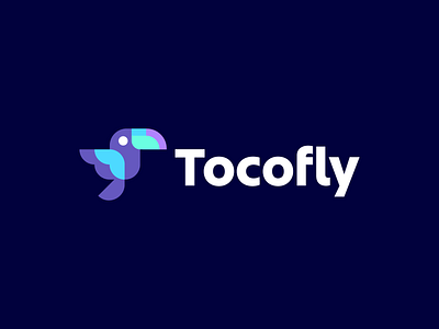 tocofly - modern toucan bird logo animal bird branding colors fly geometric geometry logo mascot modern startup toucan travel unused logo