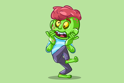 scared zombie cartoon character fun illustration scared vector zombie