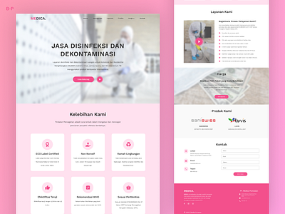 Landing Page Disinfectant Service company profile covid covid19 cute design disinfectant illustration landing page medical medical design medicine responsive service ux website website design