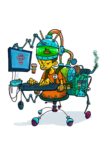 Keyboard Warrior cartoon computer cyborg crap funny illustration keyboard warrior