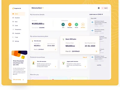 Insurance and Banking Web App finance ui ux