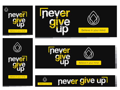 Never Give Up Motivational Google Ad branding dark theme design dribbble flat google ad banner logo minimal motivation typography web