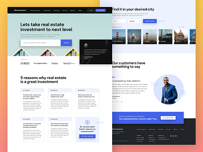 Home page design for Real Estate Firm blue clean deals investment modern real estate real estate agency wholesale