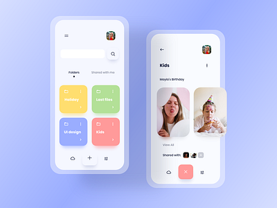 Folder organizer app adobexd app appdesign branding button design card design cards ui colorful design gradient interaction design minimal organizer tabbar uidesign uidesigner uiux ux