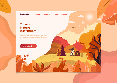 First page of the travel site concept design fall flat flatdesign forest illustration interface landing landing page page tours travel ui uidesign ux vector web webpage website