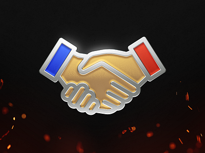 Enamel Achievement WWII Game «Support Veteran» achievement c4d cinema 4d enamel enamel pin game glaze gold hands medal metall render