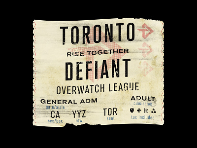 Toronto Defiant Ticket apparel design defiant florida merch merch design music orlando overwatch overwatch league retro the conscious bum theconsciousbum.com ticket toronto tshirt design vintage