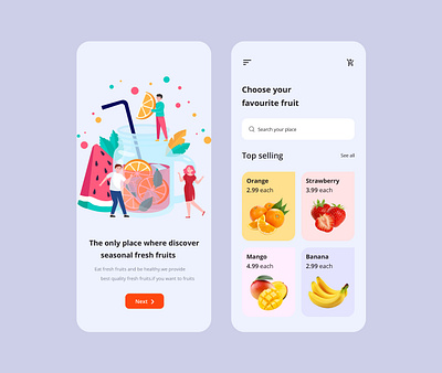 Fruits App app design clean delivery fruit order fruits fruits app minimal mobile ui nutrition popular shop simple ui ui ux ui ux web