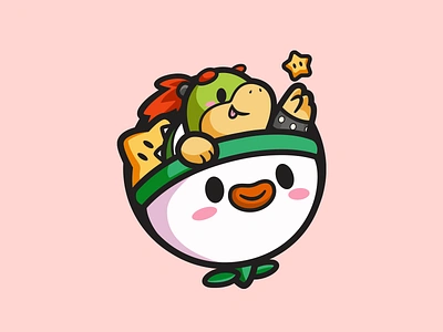 Bowser Jr animal character bowser jr fan art colorful funny cute round friendly game art gaming logo illustration nintendo supermario koopa icon