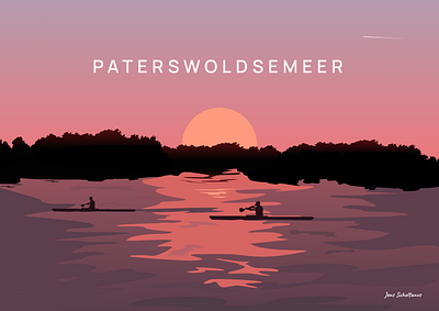Illustration of lake Paterswoldsemeer (Groningen) at sunset debut debut shot first shot groningen hello dribble illustration illustration art illustrations kajak lake sunset the netherlands vector welcome welcome shot