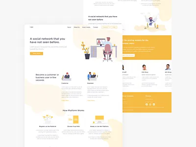 Landing Page for Social Network design illustrations interfacedesign landing page sketch social network ui uidesign userinterface web page webdesign website