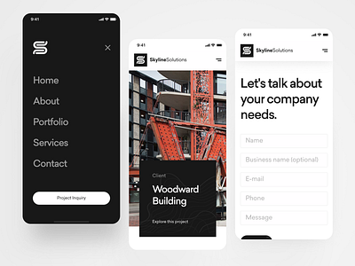 Skyline Solutions Responsive Website black white desktop interface mobile mobile ui responsive design skyline solutions ui design visual design webdesign