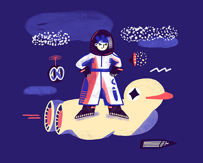 Space girl characterdesign color digitalillustration duck fantastic future girl illustration space spaceship traveling web