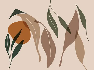 discarded I abstract artwork brown design digital art digital illustration earthy earthy tones foliage greens illustration leaf leafy leaves minimal overlap pattern print vector