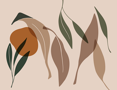 discarded I abstract artwork brown design digital art digital illustration earthy earthy tones foliage greens illustration leaf leafy leaves minimal overlap pattern print vector