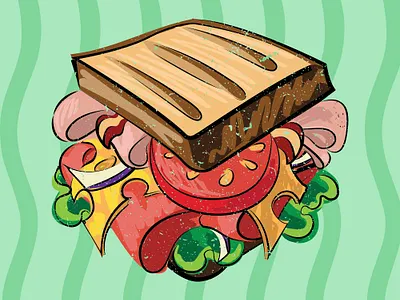 Sandwich Overflow apparel design brush design draw food grunge texture illustration illustrator sandwich vector