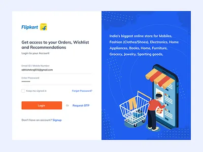 Flipkart Login Screen illustration login screen uidesign ux design