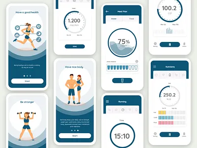 Fitness animation app branding design fitness fitness app health icon illustration logo minimal typography ux water break web