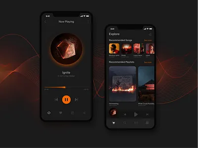 dailyui#009 daily ui dark ui modern music player orange