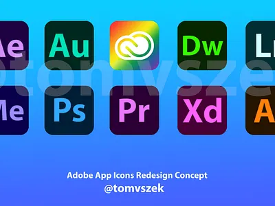 Adobe App Icons Redesign Concept app art design graphic design icon illustration illustrator logo ui website