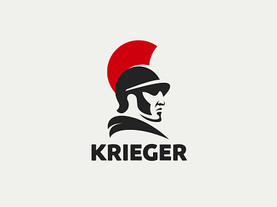 KRIEGER (warrior) branding design fighter helmet inspiration logo minimalism negative space negativespace roman warrior