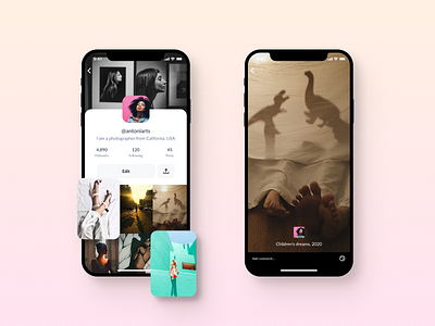 Photo App app design minimal product profile ui